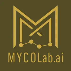 MYCOLab Ai Logo - gold and army green